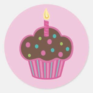 Rond Sticker préféré de la fête du Cupcake rose