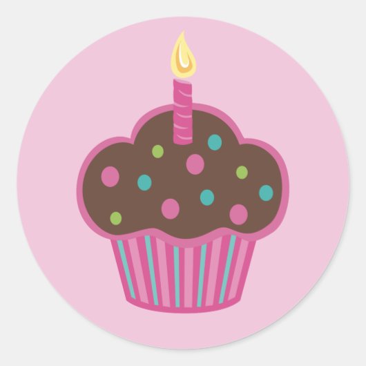 Rond Sticker préféré de la fête du Cupcake rose (Devant)