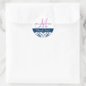 Rond Sticker préféré Mariage damassé bleu (Sac)