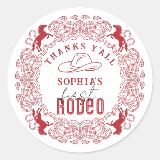 Rond Sticker préféré pour le premier rodéo rouge - West (Devant)
