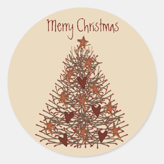 Rond Sticker Primitive Christmas Tree (Devant)