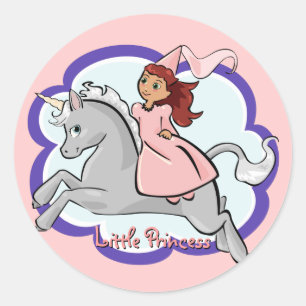 Rond Sticker Princess et Unicorn