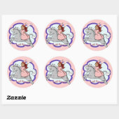 Rond Sticker Princess et Unicorn (Feuille)