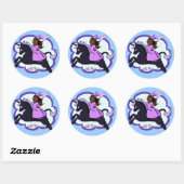 Rond Sticker Princess et Unicorn (Feuille)