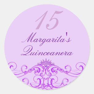 Rond Sticker Princess Tiara Purple Quinceanera
