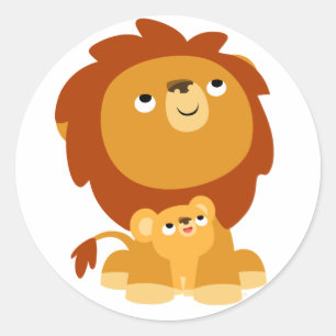 Rond Sticker protecteur de dessin animé papa Lion et Cu