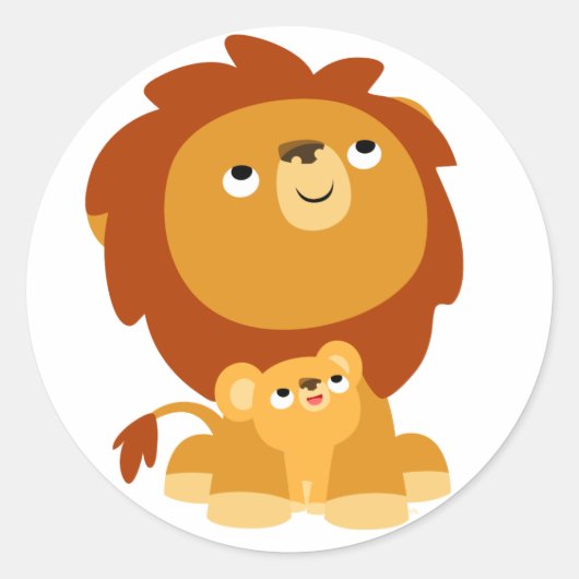 Rond Sticker protecteur de dessin animé papa Lion et Cu (Devant)