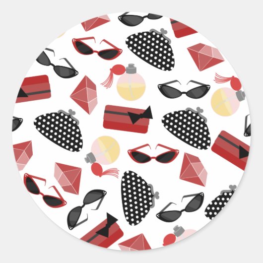 Rond Sticker Purfume & Lunettes de soleil Rouge & Noir (Devant)