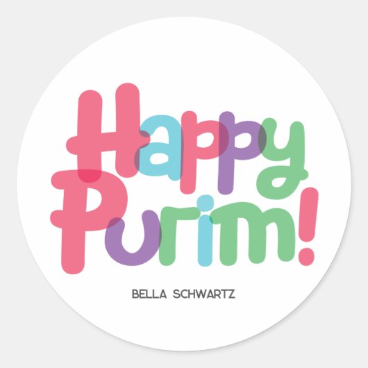 Rond Sticker Purim Happy Fun (Devant)