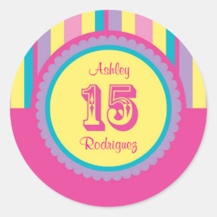 Rond Sticker Quinceañera 15 Anniversaire