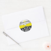 Rond Sticker Quinceanera Jaune, Argent, Noir (Enveloppe)