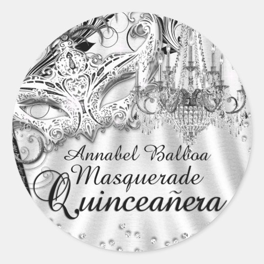 Rond Sticker Quinceanera pour lustre en argent (Devant)