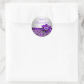 Rond Sticker Quinceanera pourpre et argent (Sac)