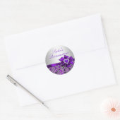 Rond Sticker Quinceanera pourpre et argent (Enveloppe)