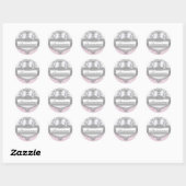 Rond Sticker Quinceanera Rose rose et argent (Feuille)