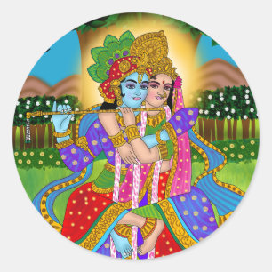Rond Sticker Radha Krishna