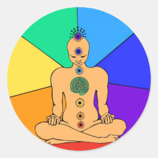 Rond Sticker Rainbow Chakras