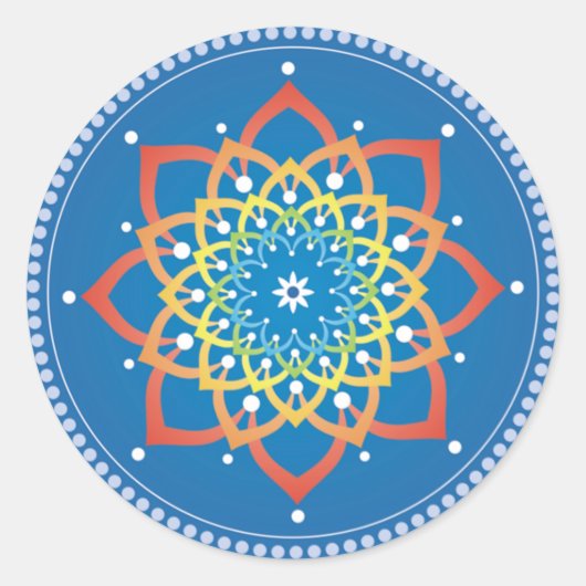 Rond Sticker Rainbow Lotus Mandala (Devant)