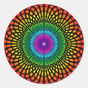 Rond Sticker Rainbow Mandala