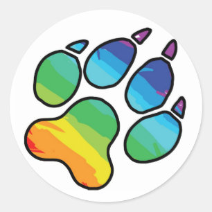 Rond Sticker Rainbow Paw