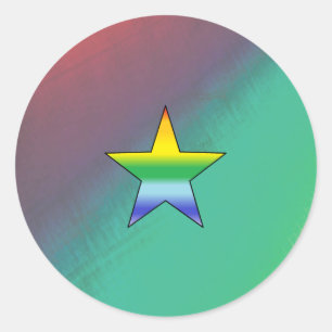 Rond Sticker Rainbow Star
