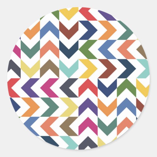 Rond Sticker Rainbow Zig Zag (Devant)
