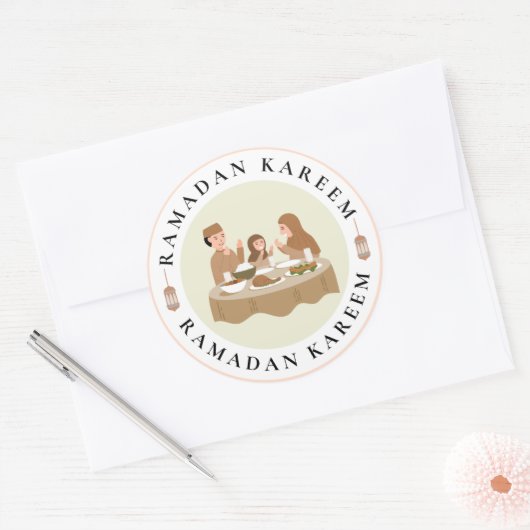 Rond Sticker Ramadan Kareem Pour Cadeau (Enveloppe)