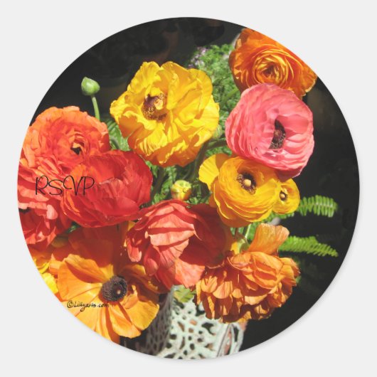 Rond Sticker Ranunculas Fleurs RSVP Seals de mariage (Devant)