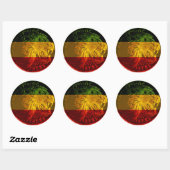 Rond Sticker Rasta Lion d'Éthiopie (Feuille)