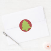 Rond Sticker Red and Green Holiday Tree (Enveloppe)