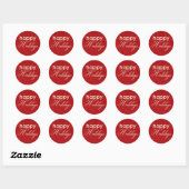 Rond Sticker Red avec crème Happy Holidays (Feuille)