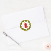 Rond Sticker Red Christmas Tree (Enveloppe)