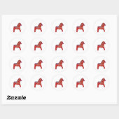 Rond Sticker Red Dala Horse #1 (Feuille)