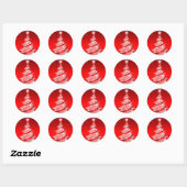 Rond Sticker Red Elegant Christmas Tree (Feuille)