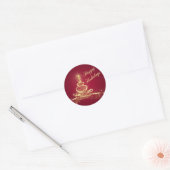 Rond Sticker Red, Gold Lighted Tree Joyeux Vacances (Enveloppe)