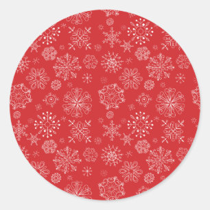 Rond Sticker Red Snowflake