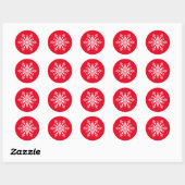 Rond Sticker Red Snowflake (Feuille)