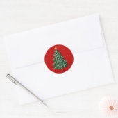 Rond Sticker Red Snowflake Christmas Tree (Enveloppe)