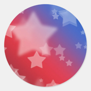 Rond Sticker Red White and Blue Stars