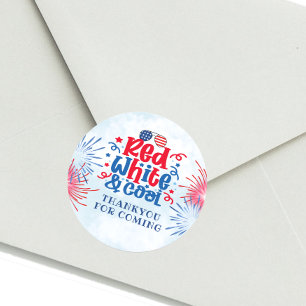 Rond Sticker Red White & Cool Thankyou Party