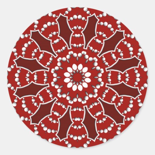 Rond Sticker Red&White Flower Burst (Devant)