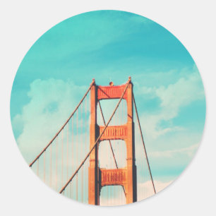 Rond Sticker Retro Golden Gate San Francisco