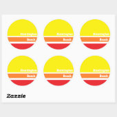 Rond sticker rétro Huntington Beach (Feuille)