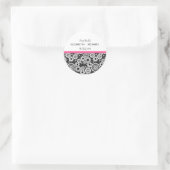 Rond Sticker Retro noir fleurs blanches 'Save the Date' (Sac)