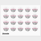 Rond Sticker Retro noir fleurs blanches 'Save the Date' (Feuille)