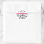 Rond Sticker Retro noir fleurs blanches 'Save the Date' (Sac)