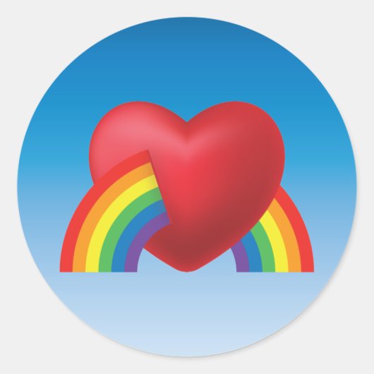 Rond Sticker Retro Puffy Heart et Rainbow des années 80 (Devant)