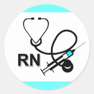 Rond Sticker RN avec stéthoscope et aiguille d'injecti