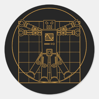 Rond Sticker Robot Da Vinci Vitruvian
