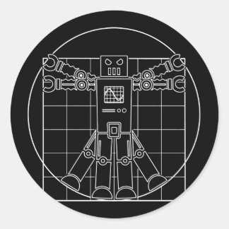 Rond Sticker Robot Da Vinci Vitruvian
